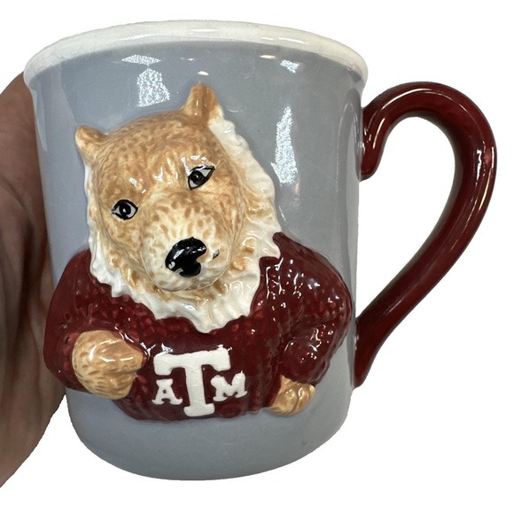 Other - Texas A&M Aggies Reveille 3D Sculpted Ceramic Mug Grey Maroon Mascot Coffee Cup